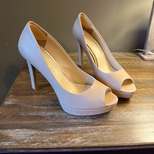 Nude peep toe stiletto heel